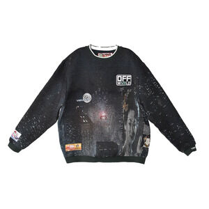 B0 Auth VERYRARE Off World Art Jacquard Green Crewneck Sweatshirt Sweater Sz XL